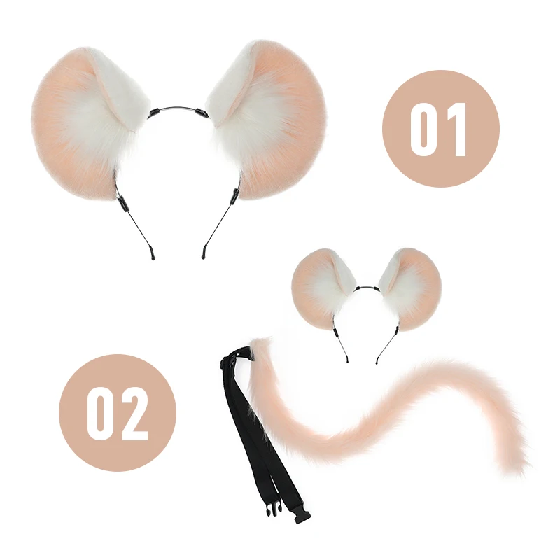 Lolita Simulation Tier Ohr Stirnband Realistische Pelzigen Anime Beast Ohr Haar Hoop KC Schwanz Maus Ohren Stirnband Cosplay Kostüm – Detail 12
