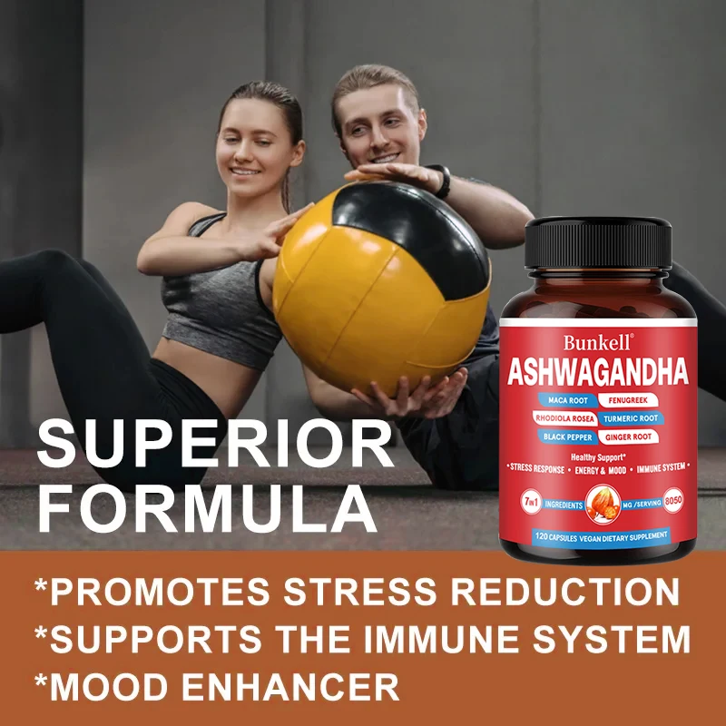 Ashwagandha Extract Capsules Helps with Muscle Growth Improves Endurance Relieves Stress and Mood Promotes Overall Health