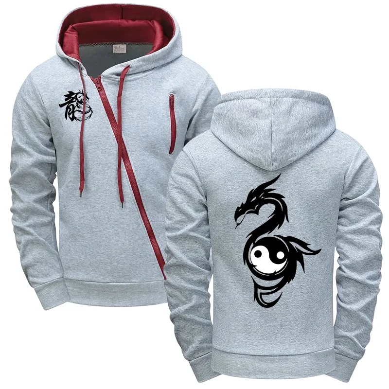 Chinese Dragon Printed Hoodie for Men Casual Sports