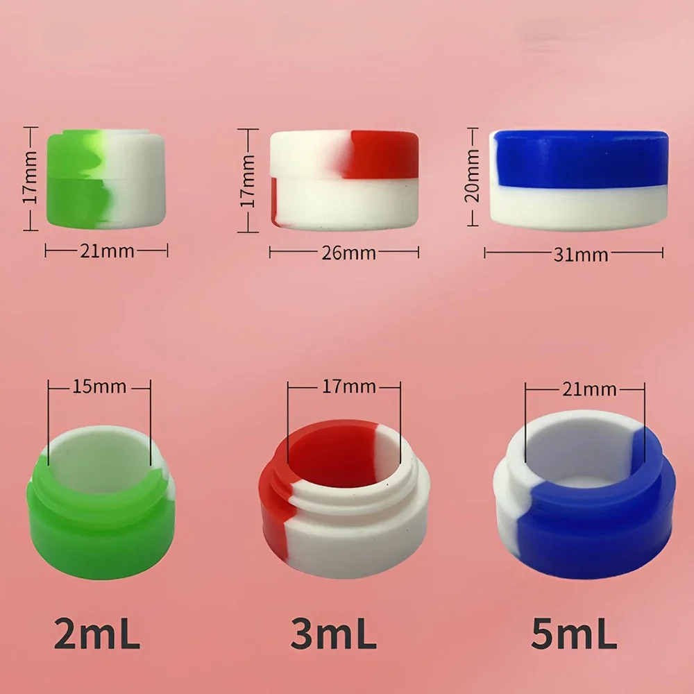 10PCS Silicone Container 2ML 3ML 5ML 7ML 11ML 22MLTank Storage Box Color Mixing Non stick Concentrate Container Tank Oil Wax Box