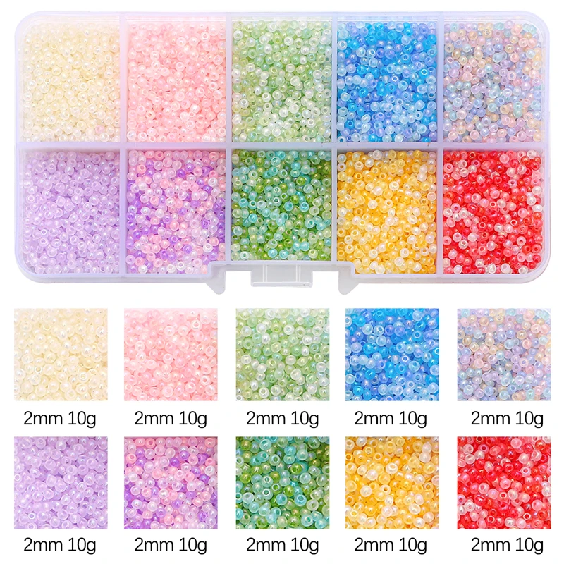 10 Colors Czech Crystal Glass Seed Beads Set,Jewelry Making Kit,Alphabet Letter Beads Box,Handmade DIY Earring,Bracelet,Rings