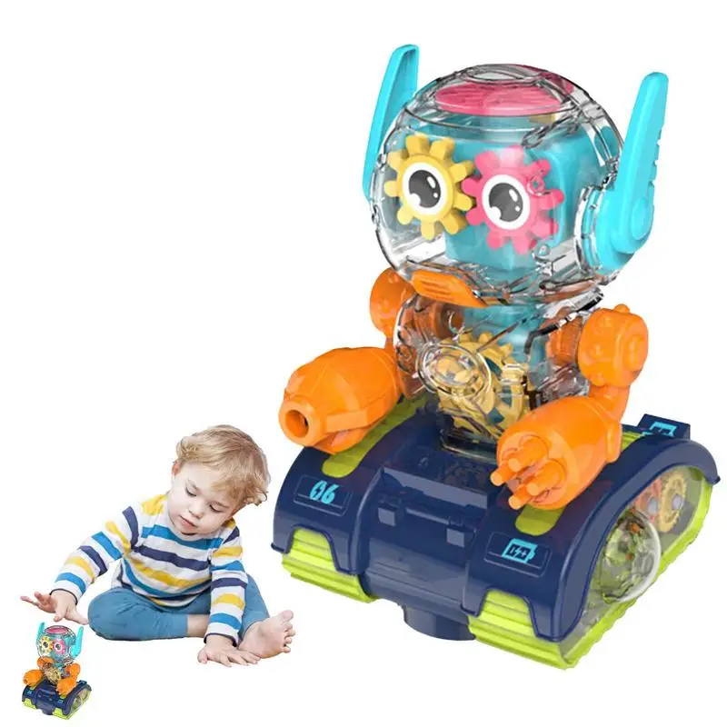 

Electric Transparent Gear Train Toy Kids Robot Toy Wonder Gear Kids Toys With Lights And Sounds Battery Powered Action