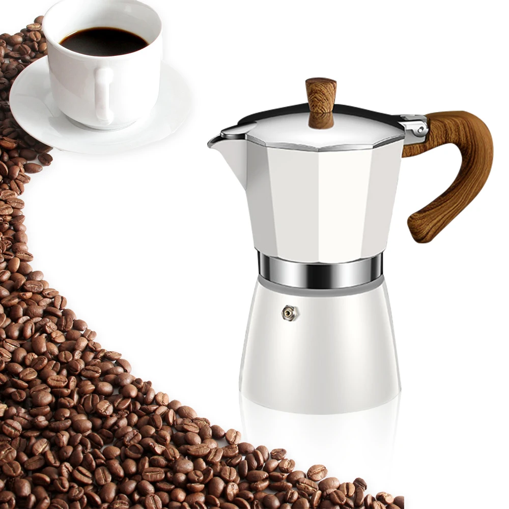 Manico In Legno Caffettiera Moka Pot Classic Italian And Cuban Cafe Brewing Tools Vintage 300Ml Kitchen Coffeeware Caffettiera