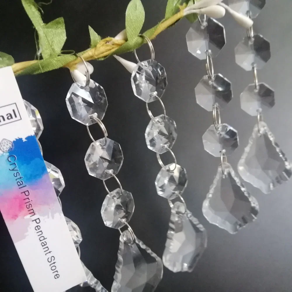 Camal 5Pcs Crystal 34mm Maple Leaf Prisms Pendants Parts Beads Garland Hanging Chandelier Lamp Lighting Party Home Decoration