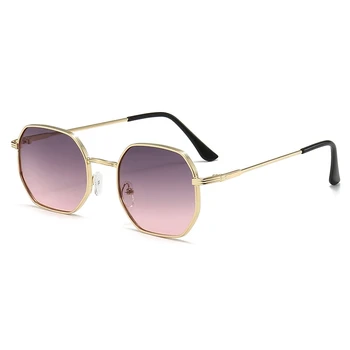 Small square retro sunglasses for women and men, black metal for men and women, trendy classic style sunglasses with gradient shade UV400.