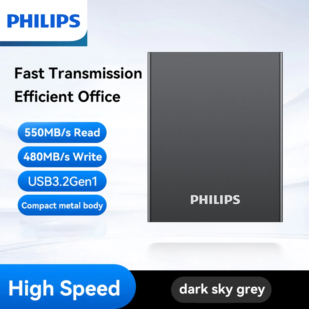 PHILIPS Portable SSD, 1TB External Solid State Drive, Speeds Up to