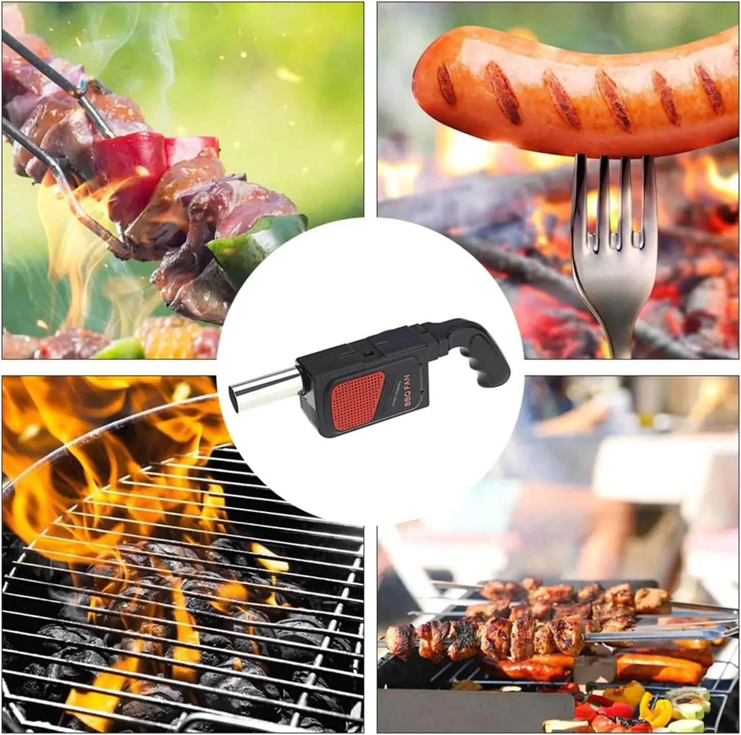 Outdoor Camping BBQ Blower Portable Handheld Fan Picnic Cooking Lighter Tool