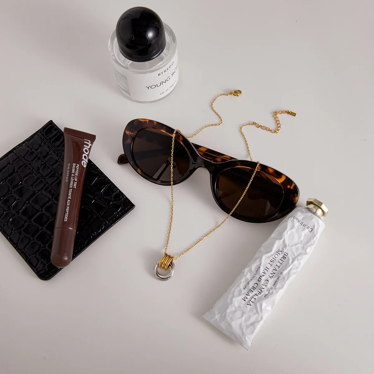 316l Waterproof Stainless Steel Three Layer Metal Geometric Knot Pendant Necklace for Women Two-tone 18K Gold Plated Jewellery