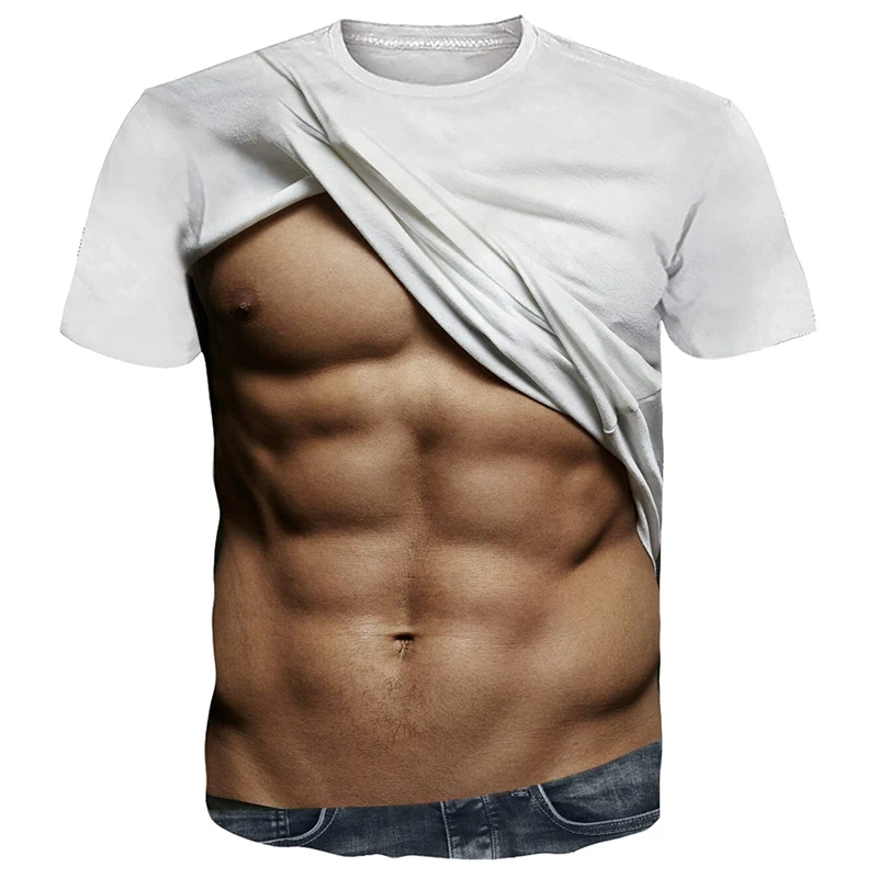 3D Fake Abs Chest Printed T Shirt Gym Clothing Men Summer Streetwear T-Shirt Tops Harajuku Fashion Sport Short Sleeve Tee Shirts