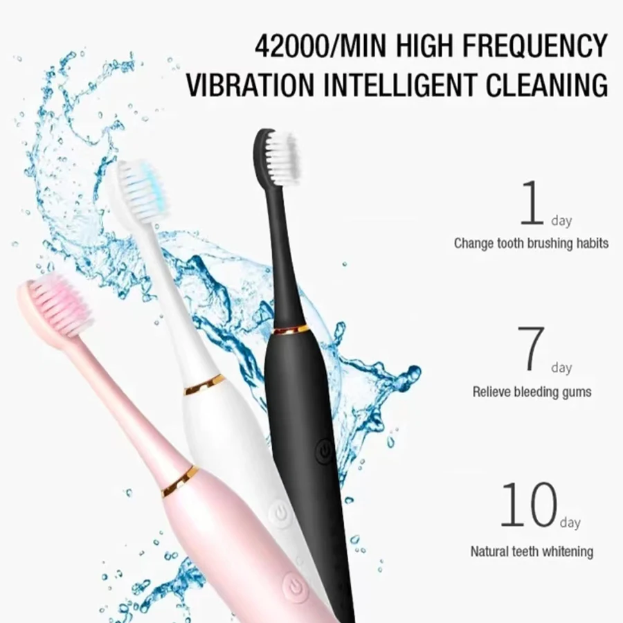 Sonic Electric Toothbrush for Adults IPX7 Waterproof DuPont Brush Head USB Rechargeable High Frequency Cleaning 6 Cleaning Modes 4