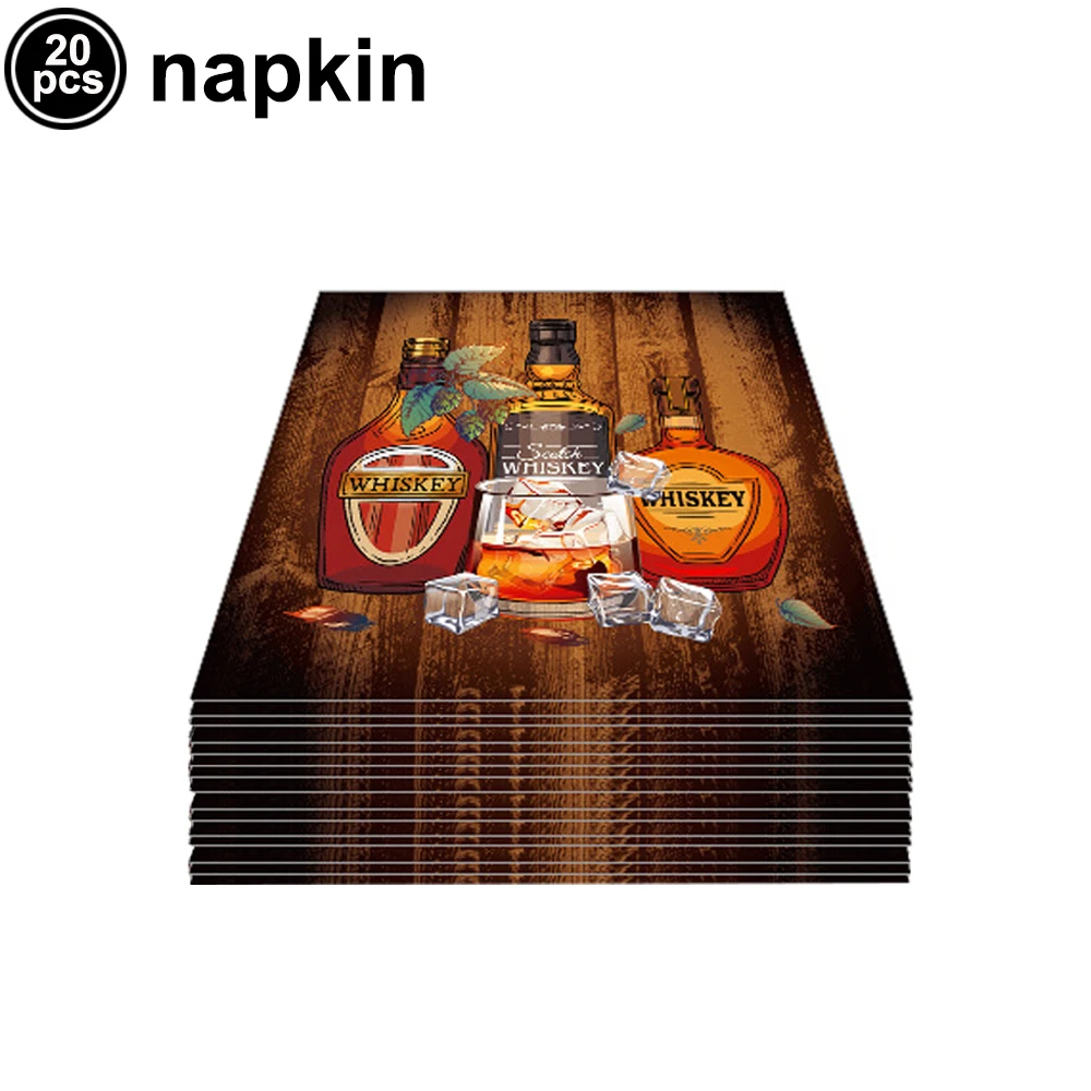 Kit Decorazioni Compleanno A Tema Whiskey Aged To Perfection – Sfondo, Palloncini Neri E Oro, Topper Torta E Tovaglia