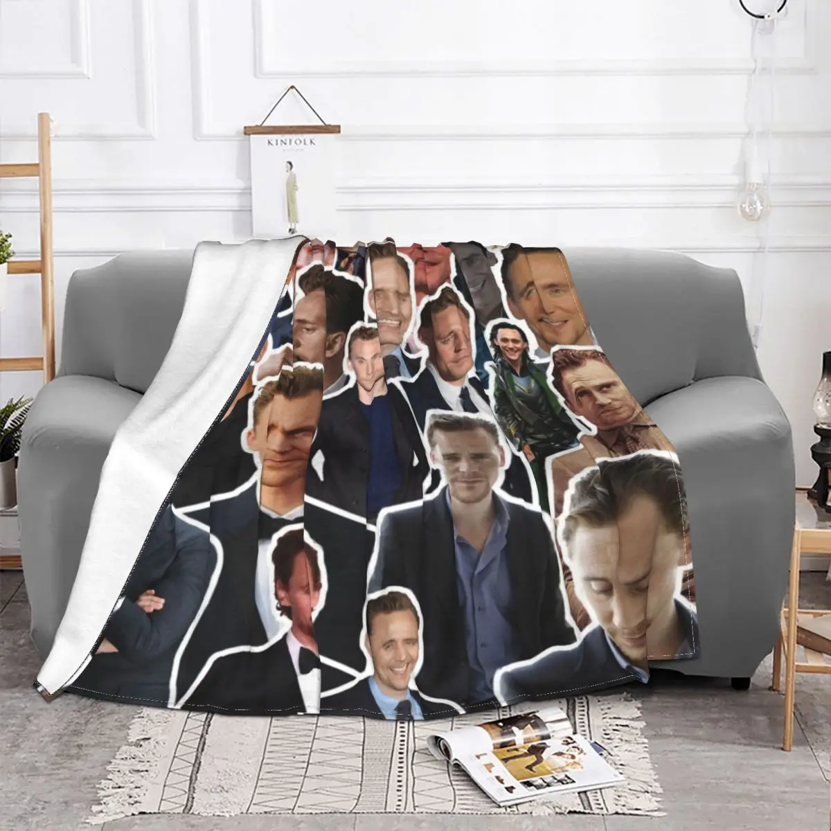 

Tom Hiddleston Photo Collage Blanket Fleece Print Actor Portable Ultra-Soft Throw Blankets for Sofa Car Bedding Throws