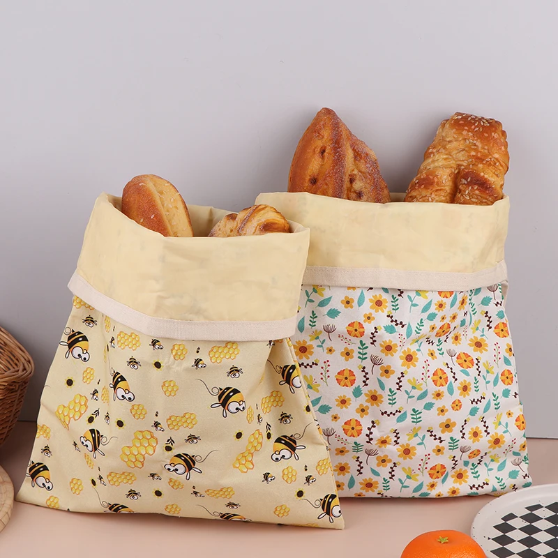 Eco-Friendly Reusable Beeswax Linen Bread Bag for Homemade Bread Storage