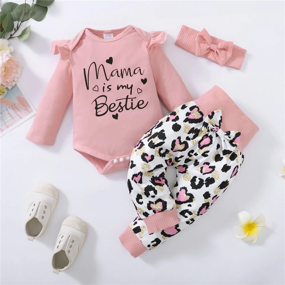 Geagodelia Ensemble Bébé Fille Barboteuse à Manches Longues + Pantalon