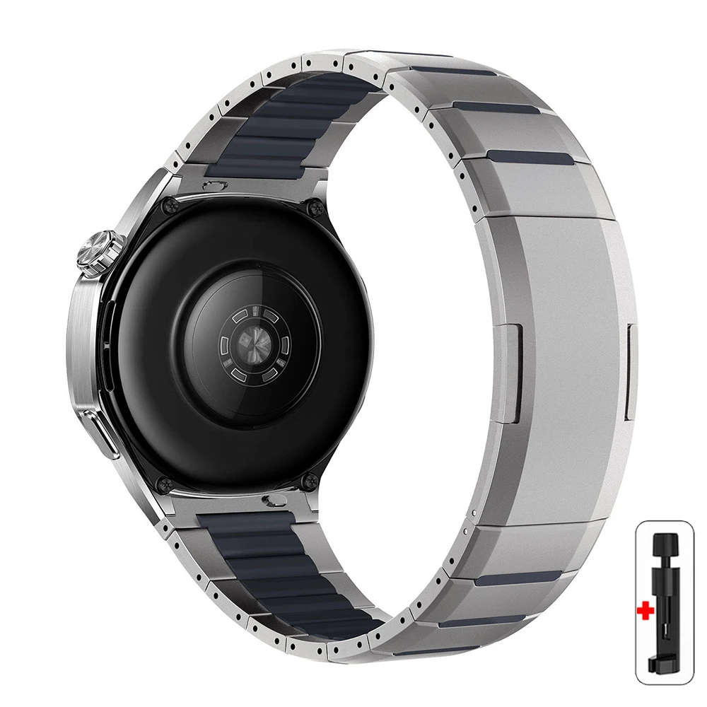 Premium Steel Watch Strap with Silicone Band - Elegant and Versatile Bracelet in 46mm Size