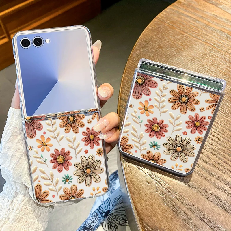 Beautiful Flowers Folding Phone Case - Elegant Hard PC Clear Cover