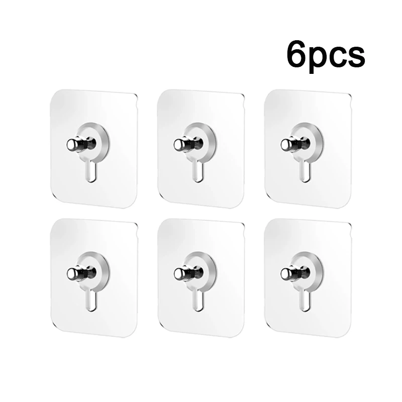 6-Piece Transparent Waterproof Adhesive Wall Hooks