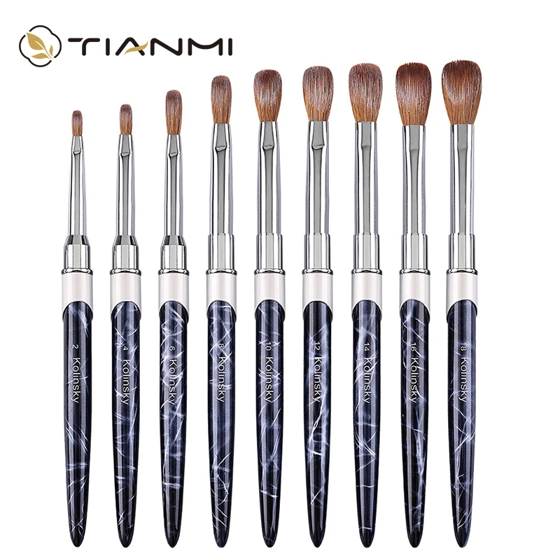 

Pure Kolinsky Hair Nail Brush Gel Nail Extension Builder Salon Carving Drawing Nail Pens Manicure Painting Nail Brush TIANMI