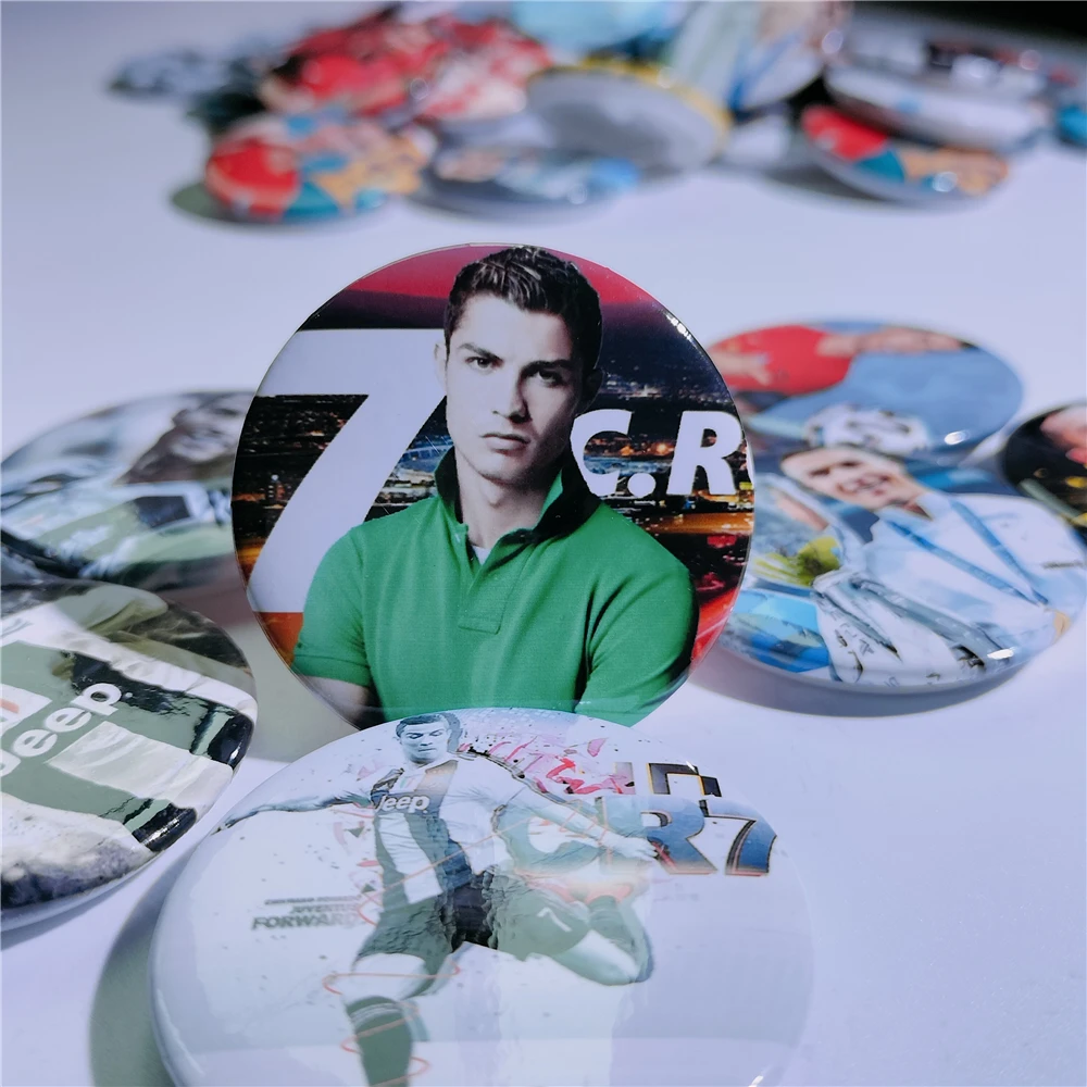 Cristiano Ronaldo Enamel Pins Tinplate Football Sports Gift for Football Armband Soccer Equipment Decorative Badges 6Pcs