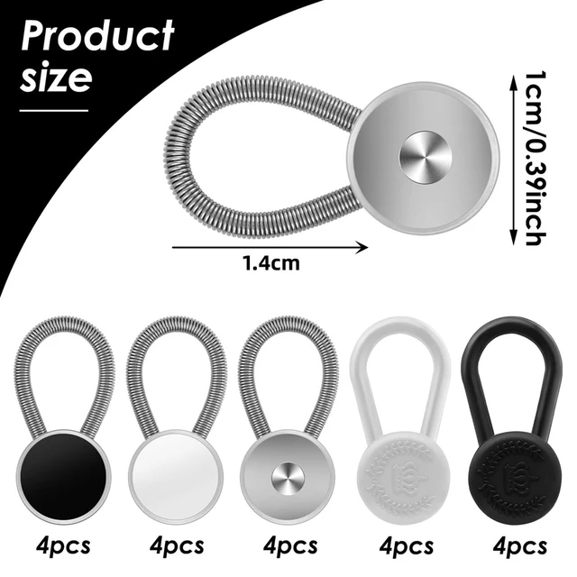 20Pcs Elastic Collar Extenders Metal Button Neck Extender for Dress Shirt  Neck Collar Sleeves Pants Waist Extention 