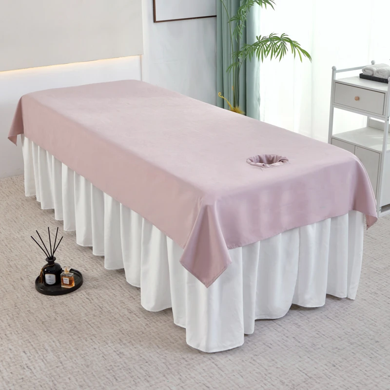 120x230cm 1Pcs Plain Beauty Salon Bed Sheets SPA Massage Tuina Anti-shrink Soft Skin-friendly Bedding Table Cover With/no Hole 3