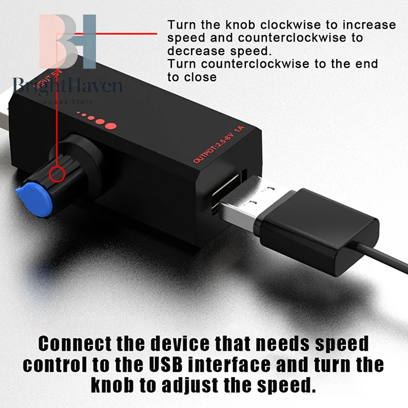 스위치가 있는 5W DC5V2A 팬 유도 속도 컨트롤러 USB 보호 유형-C USB 노트북 휴대폰 냉각 팬 컨트롤러 BH