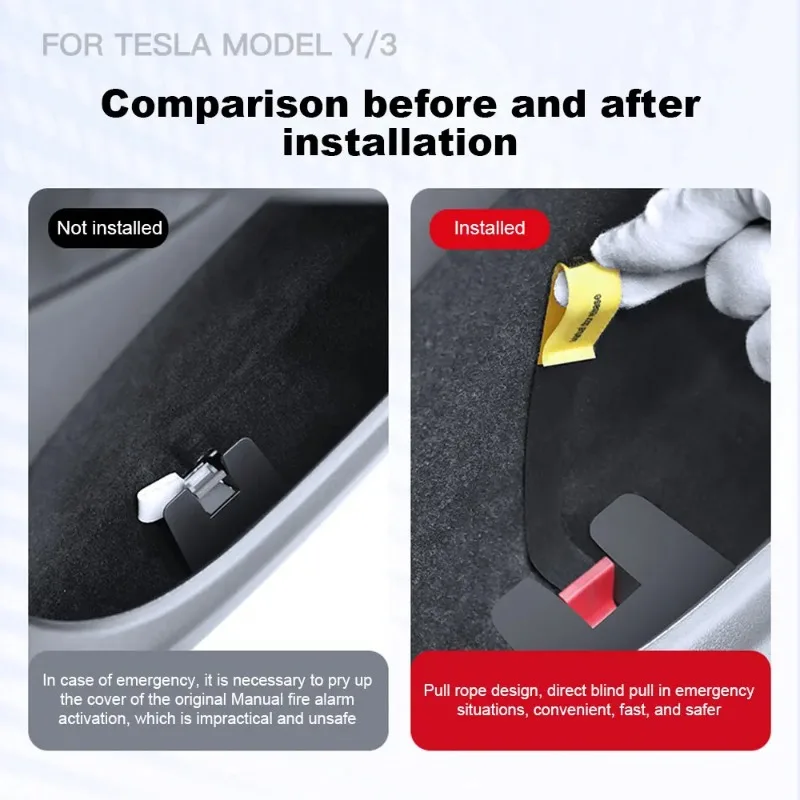 Rear Door Mechanical Switch Extended Car Door Emergency Handle Manual Release Emergency Puller Button for Tesla Model Y