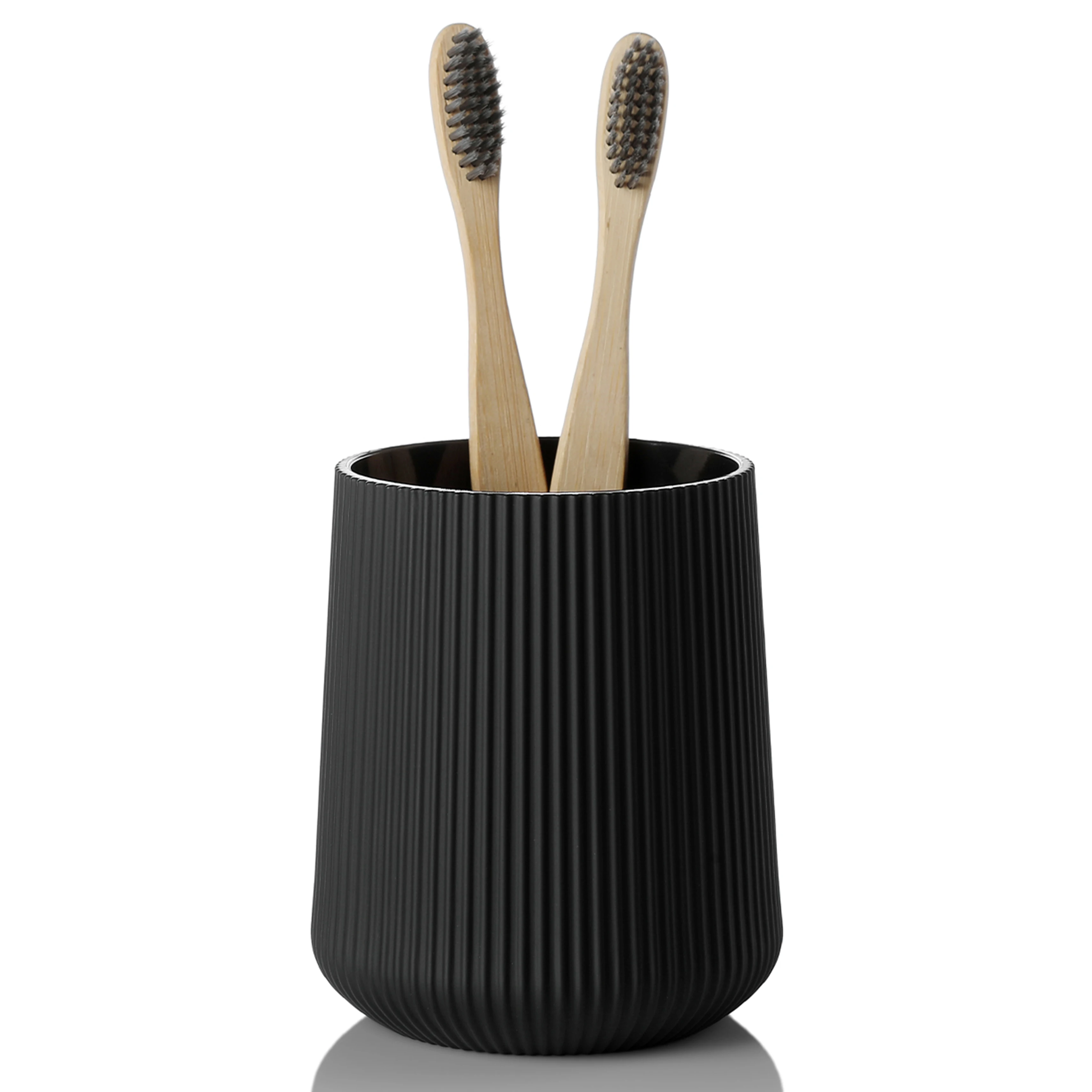 Black Striped Toothbrush Holder ForElectric Toothbrushes Bathroom Organizer ForToothpaste_voghion.com