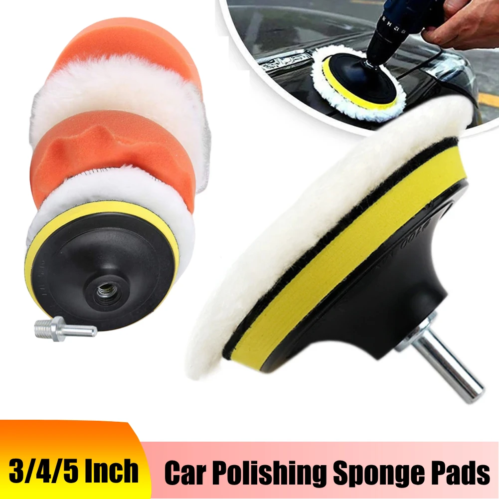 3/4/5 Inch Polishing Foam Pad Kit Sponge Pads Kit Car Waxing Sponge Disk Wool Wheel Motorcycle Vehicle Remove Scratches