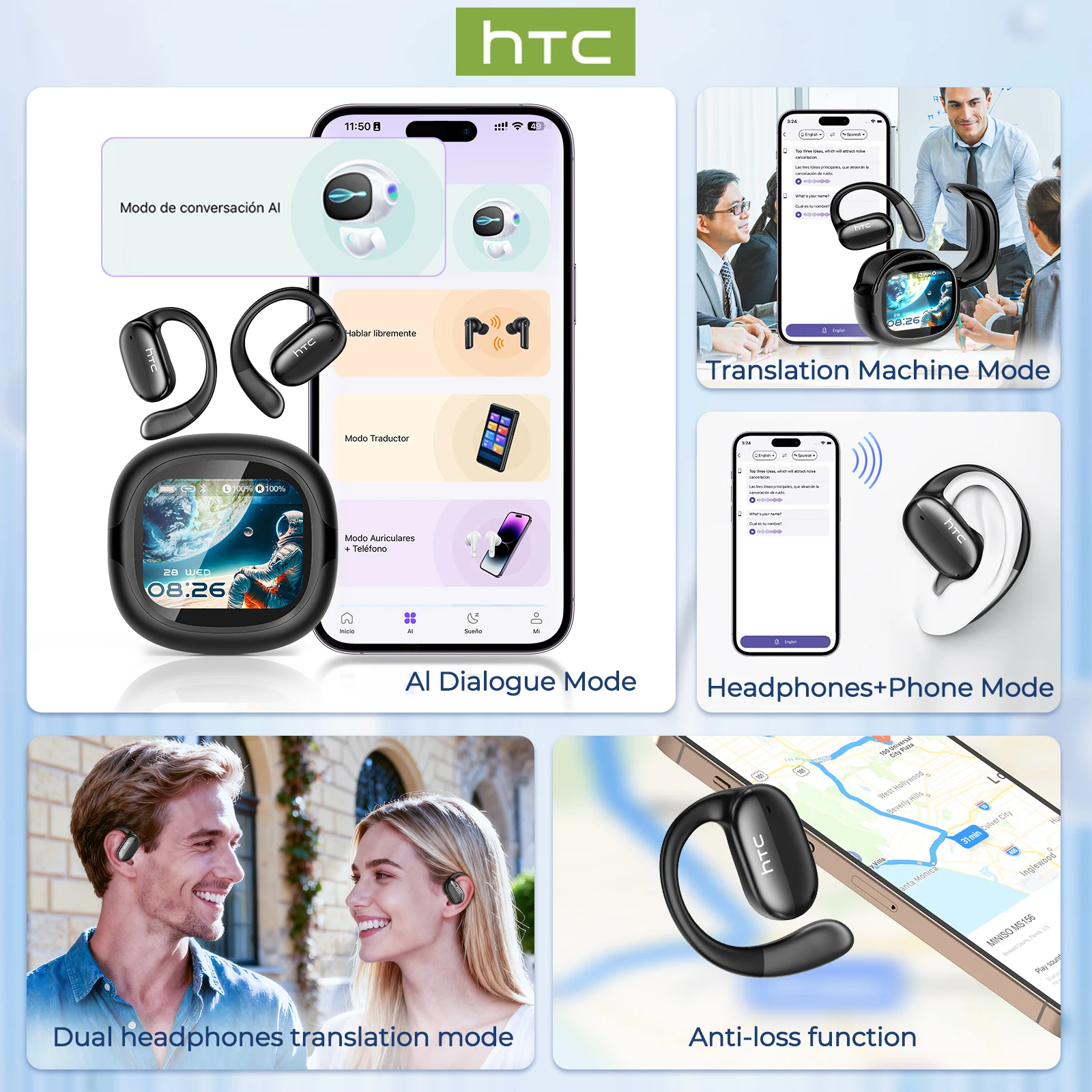 Full HD Wireless Bluetooth Open-Ear Headphones with 30-Hour Battery Life - Secure Fit & Clear Sound