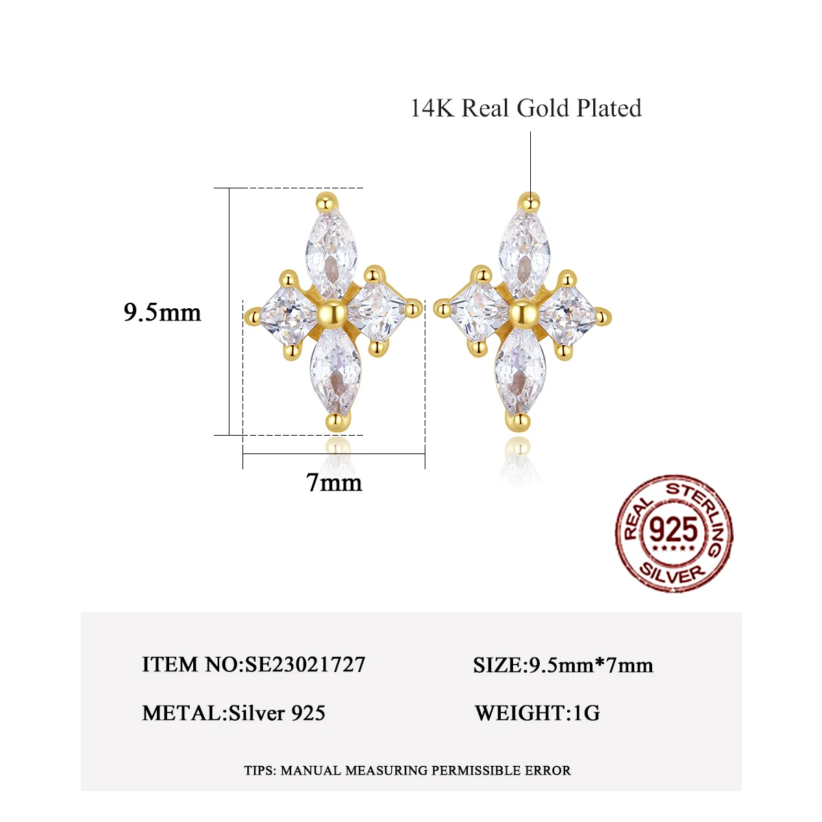 Orecchini a bottone in argento con zirconi cubici con stelle scintillanti per le donne Piccoli piccoli accessori di moda coreani color oro CZ_voghion.com