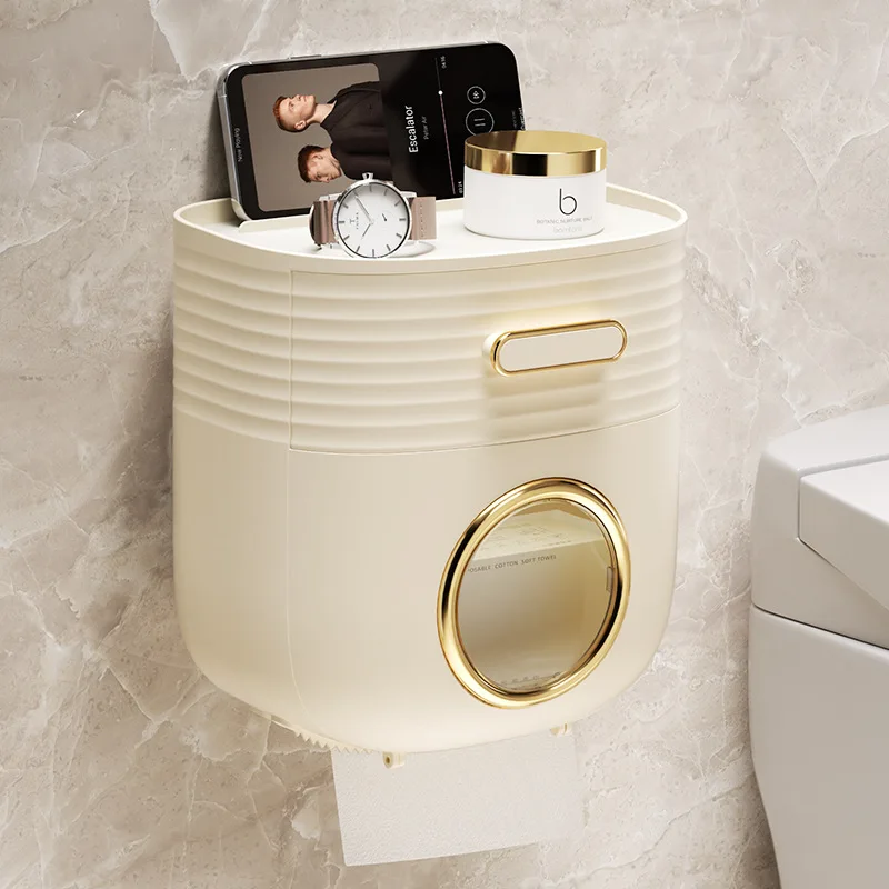 White toilet paper holder bathroom storage rack storage box tissue box non punched waterproof bathroom rack accessories