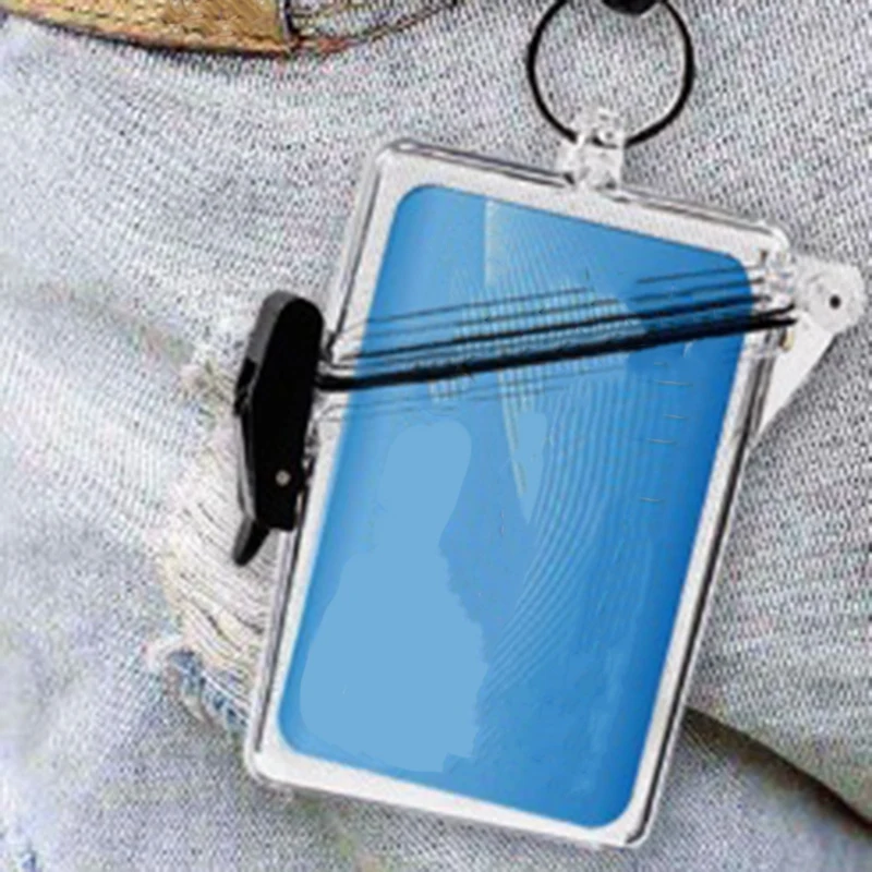 방수 ID 카드 배지 거치대 케이스, 클리어 방수 스포츠 케이스, ID 및 키 카드, 사물함 드라이 박스용 랜야드, 6 팩