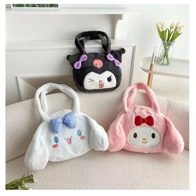 

Kawaii Sanrio Anime Kuromi My Melody Shoulder Bag Cinnamoroll Cartoon Large Capacity Cute Style Plush Bag Gift for Girls