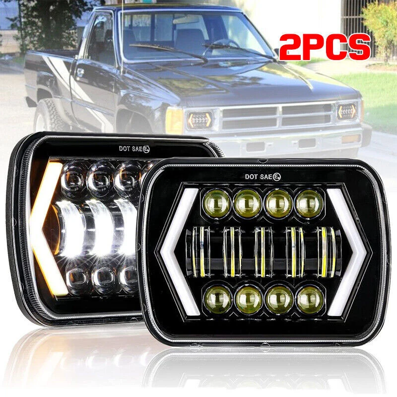 

7x6" 5x7" square lamp halley LED Headlight with DRL Hi/Lo Turn Signal arrow Lamp for Jeep Wrangler Toyota Pickup Truck headlamp