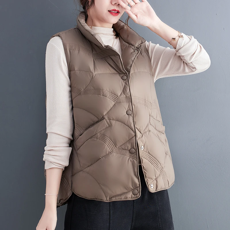 

Японский Корейский стиль, воротник-стойка, мягкий пуховик, тонкая женская осенняя верхняя одежда, жилет, пальто, модная Женская Весенняя повседневная куртка, пальто