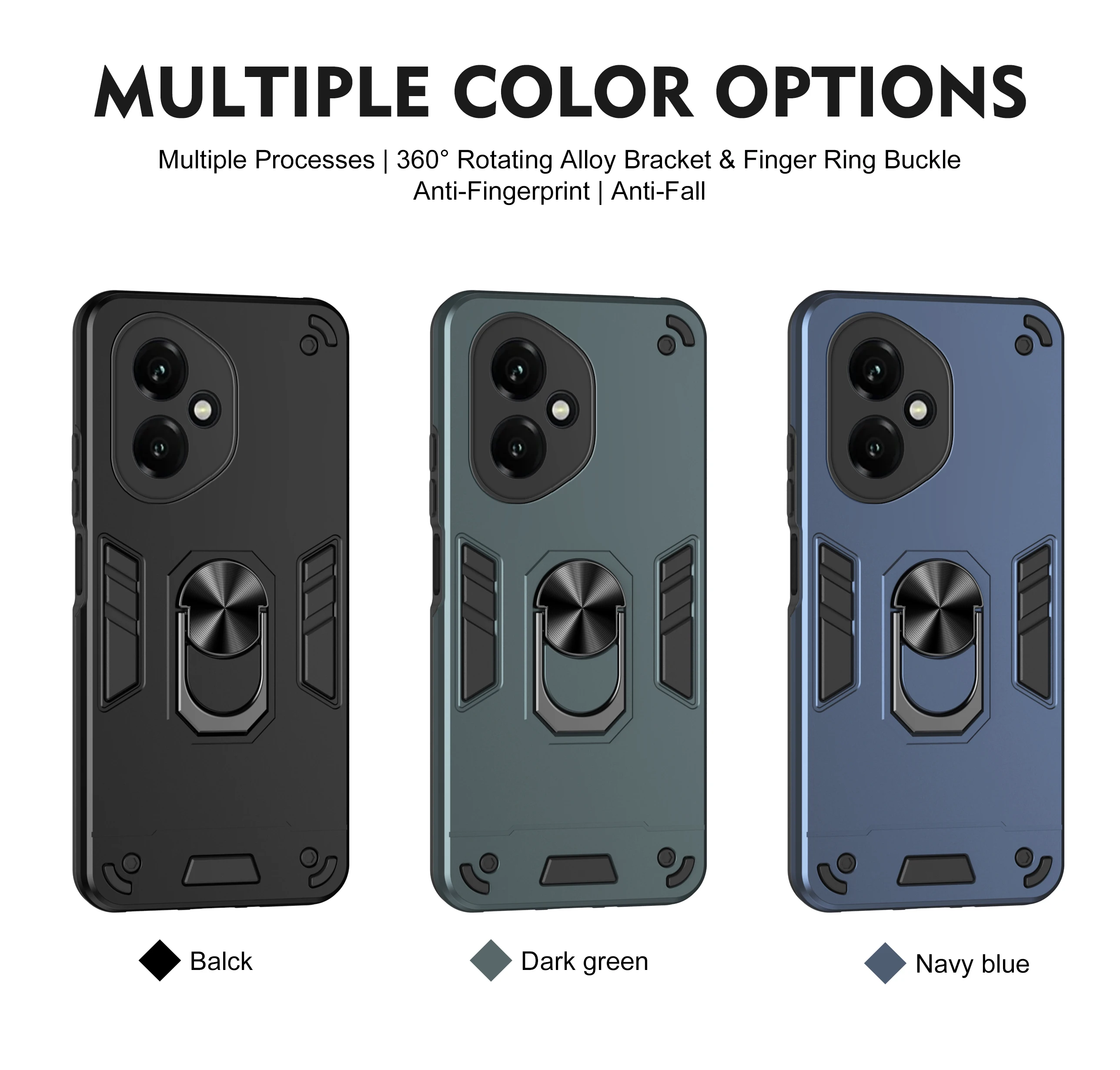 Rugged Military Armor Shockproof Case with Ring Stand Holder