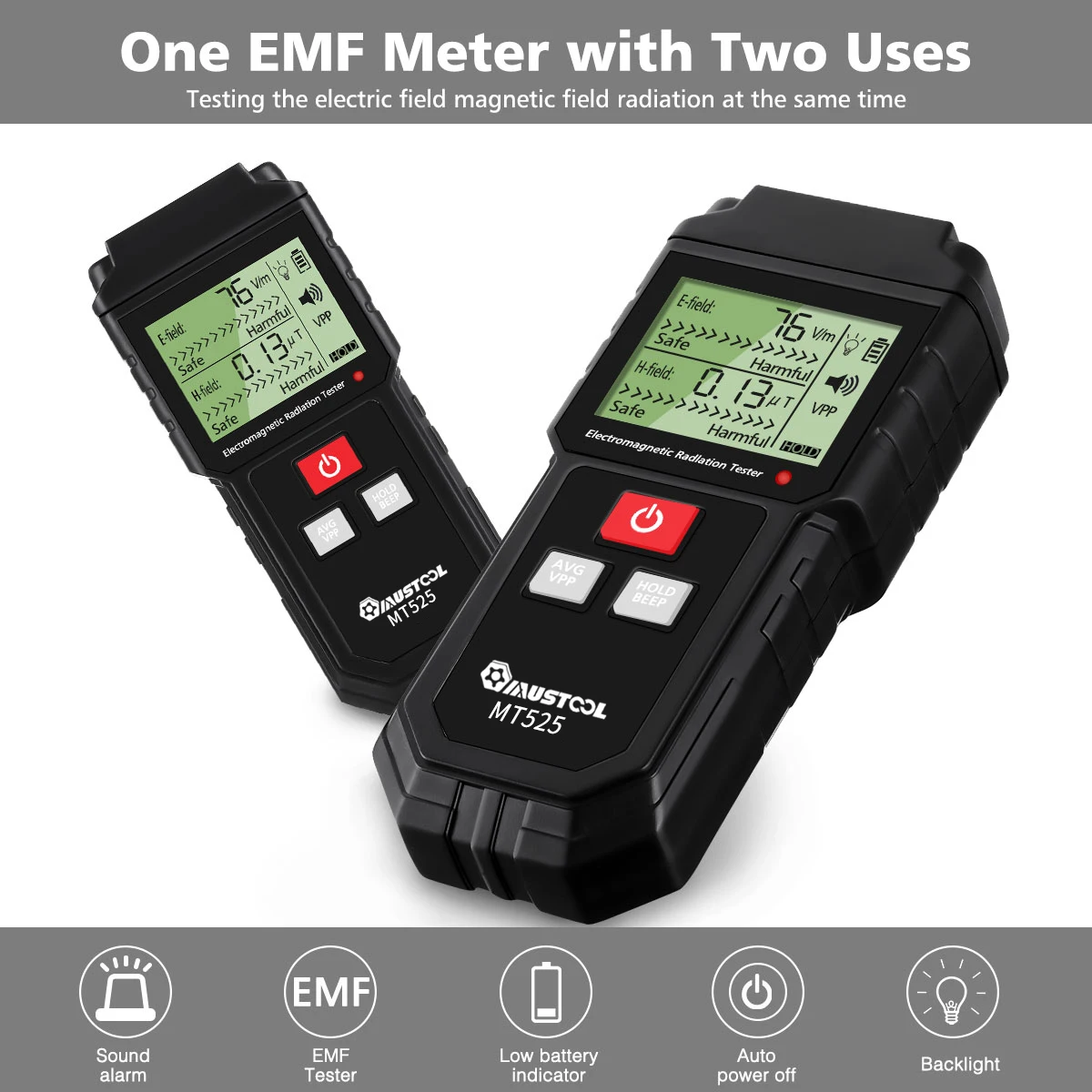 MUSTOOL MT525 Electromagnetic Radiation Tester Electric Field & Magnetic Field Emf Meter Portable Counter Emission Dosimeter