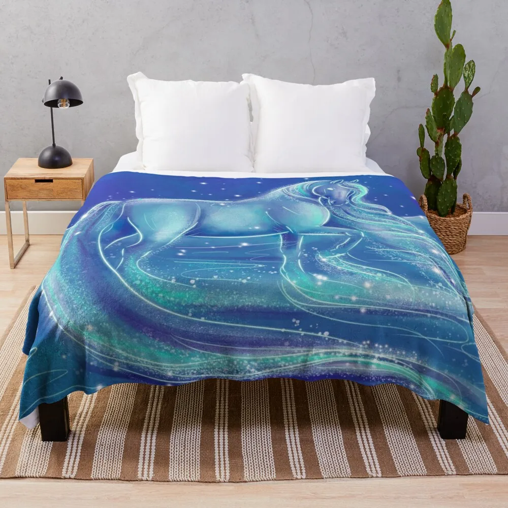 

Nokk Water Spirit Horse Throw Blanket Sleeping Bag Blanket Nap Blanket