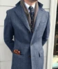 Men's Windbreaker Classic Herringbone Tweed Wool Blend Suit Jacket Winter Warm Long Coat Outdoor Sports Coat erkek mont 5