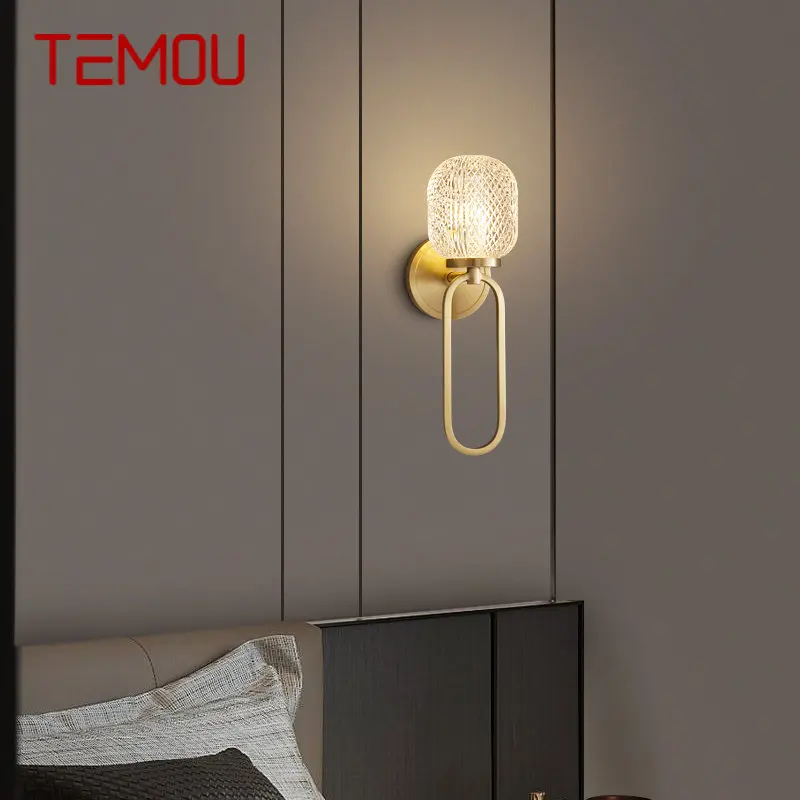 

TEMOU Modern Brass Wall Lamp LED Indoor Sconce Lighting Simple and Chic Creative Decor for Home Bedroom Bedside