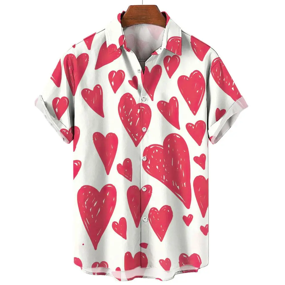 

Men's Shirts Festival Valentine's Day Casual 3d Print Hawaiian Shirt Man Fashion Shirt For Man Daily Short Sleeves Men Clothing