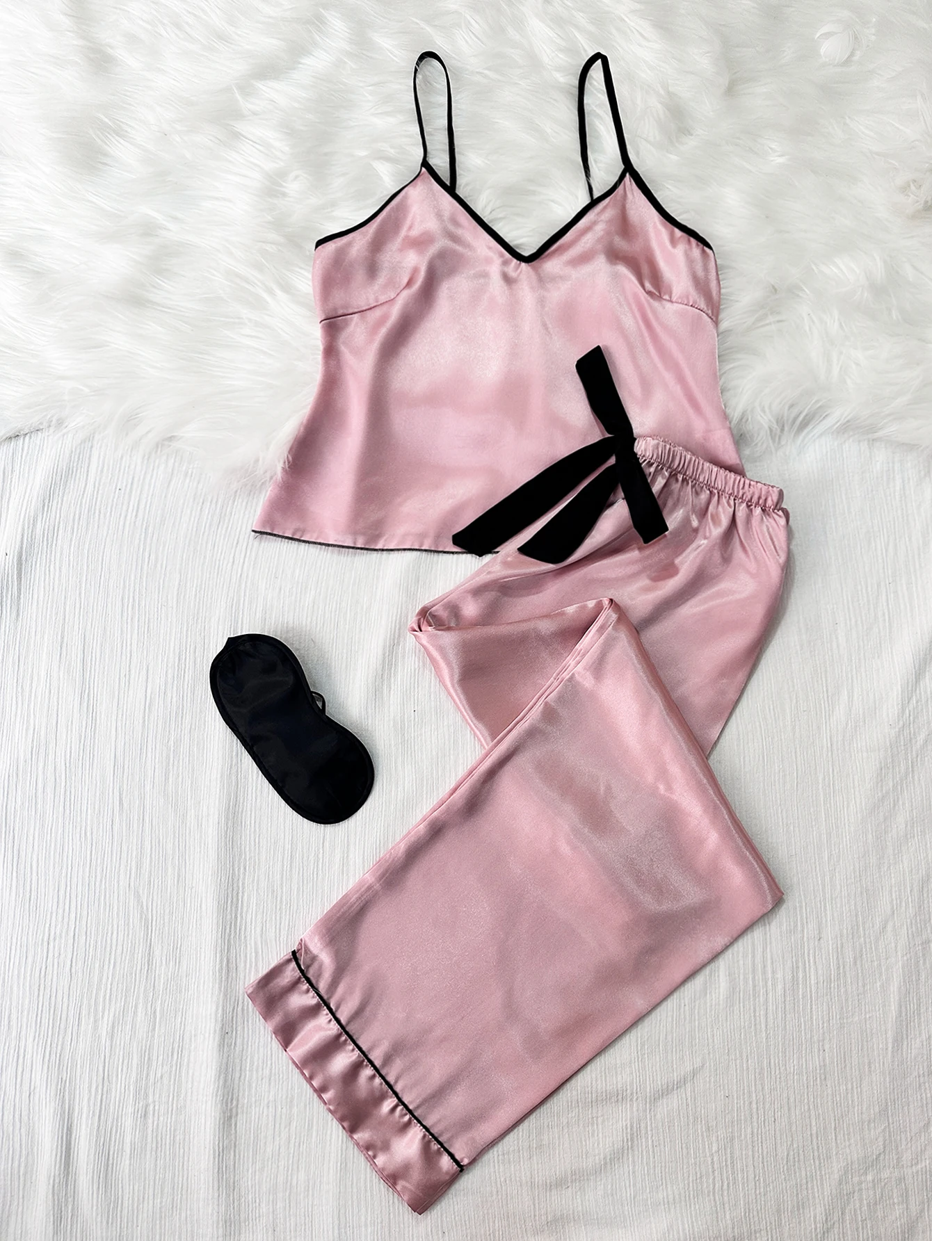 New Satin Ice Silk Women's Pajamas Two-piece Set Breathable Sexy Satin Sleeveless Top Long Pants Women's Pajamas