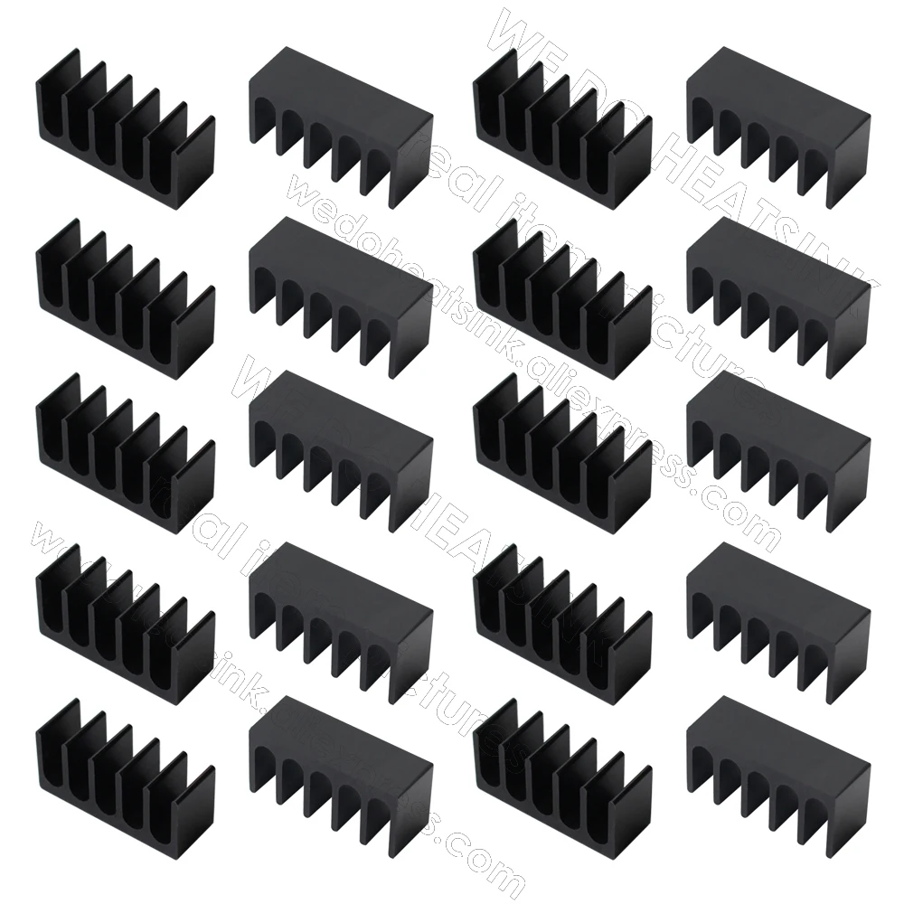 우리는 열 패드가 없거나 있는 방열판 8x22x10mm DIP 길고 작은 크기 검정색 알루마이트/은색 알루미늄 방열판 냉각기를 수행합니다.