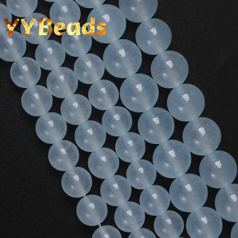 

Natural Stone Gray Blue Jades Chalcedony Beads Round Loose Beads Fit For DIY Jewelry Making Bracelets Necklace 4 6 8 10 12mm 15"