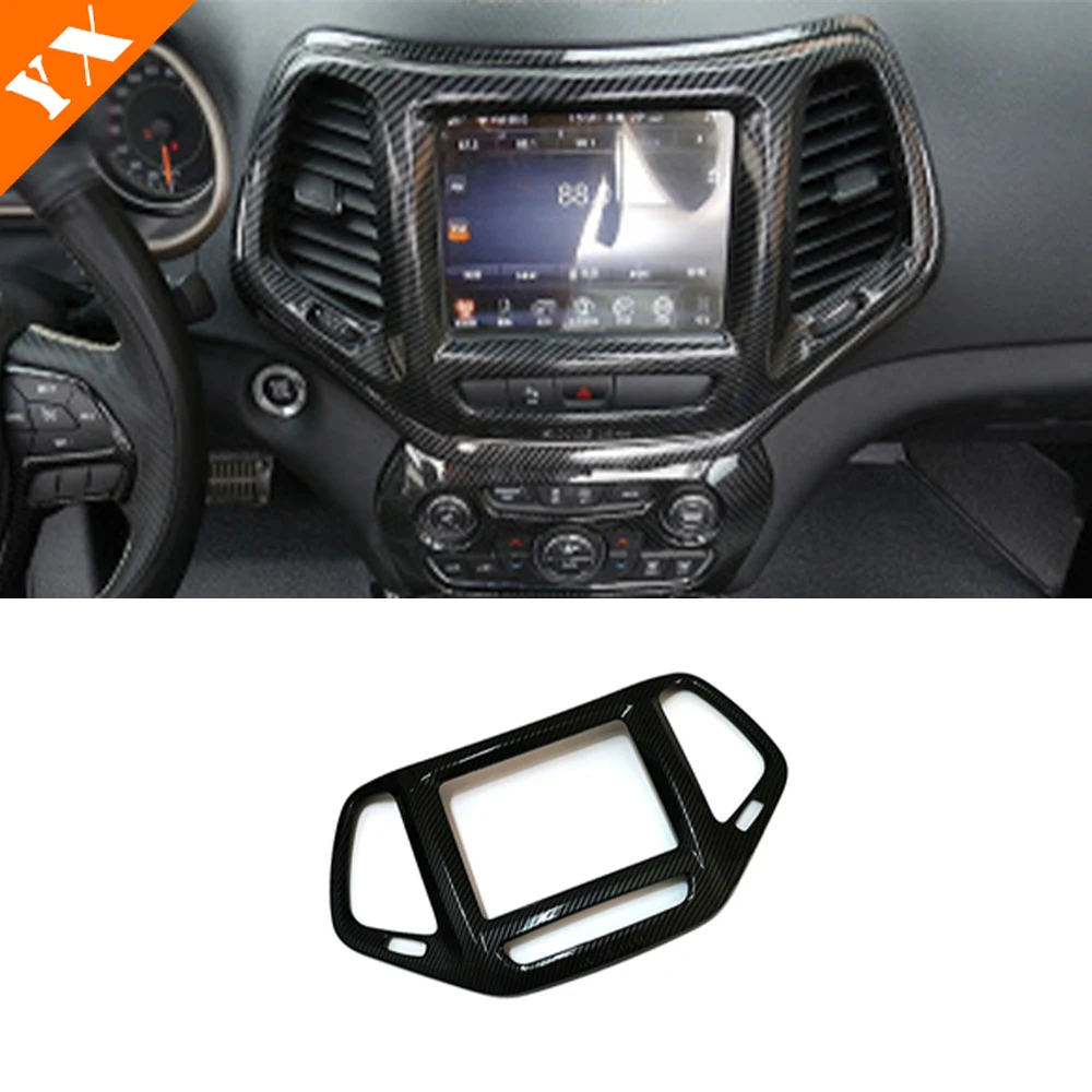 Car Full Set Carbon Trim Interior Moulding Window Lift Center Console Panel Inner Handle For Jeep Cherokee KL Accessories 2017+