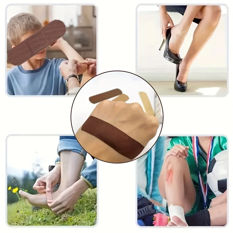 100pcs Multi-Shape Breathable Cotton Blend Bandages - Waterproof, skin-friendly adhesive wound care for minor cuts and abrasions 6