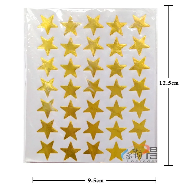 10 Sheets/pack 1.5cm Gold & Silver Star Reward Stickers Kids Durable Motivational Stickers for Teachers Parents