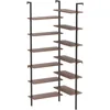 Corner Bookshelf,12-Tier L Shaped Bookshelf, Double Wide Corner Wall Mount Bookcase with Metal Frame and Wood, Modern I 5
