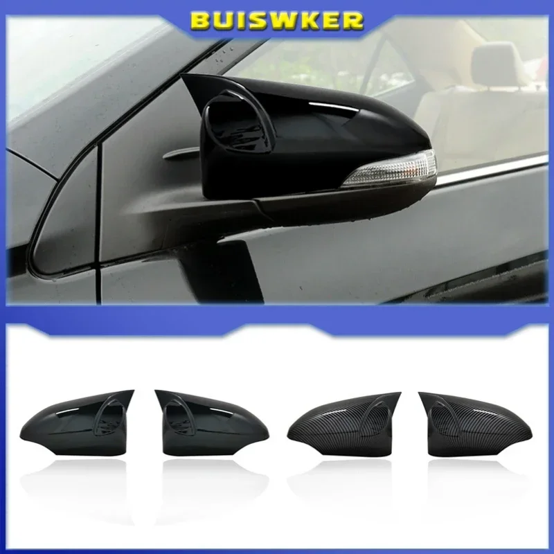 

2pcs facelifted Excellent modified Rearview Bright black Carbon Fiber Pattern Mirror Cover caps For Toyota Corolla 2014-2017